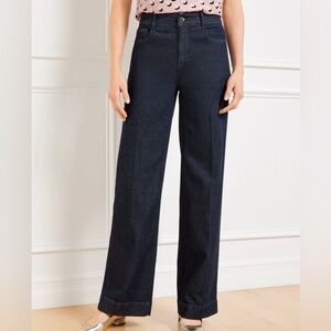 trouser denim wide leg high waist Five Pocket with  a hint of stretch